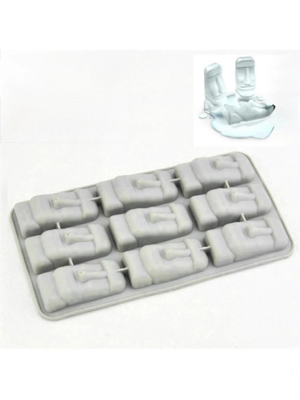 Wembley Easter Island Moai Head Stone Cold Silicone Ice Tray Mold Candy Mold